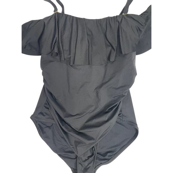 La Blanca Convertible Ruffle One-Piece Swimsuit Black 18W - Picture 3 of 8